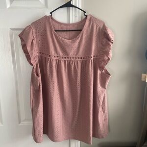 SHEIN Dusty Pink Eyelet Blouse